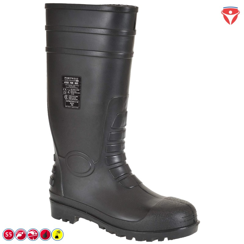 Sicherheitsgummistiefel S5 chemikalienfest | PortWest FW95