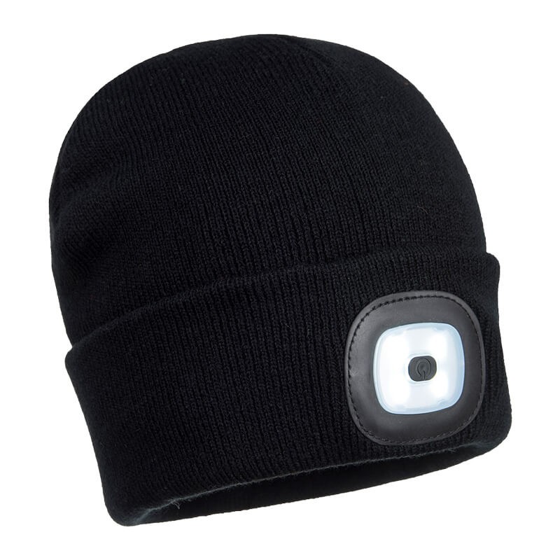 PortWest B028 Beanie mit 2 LED vorne und hinten aufladbar