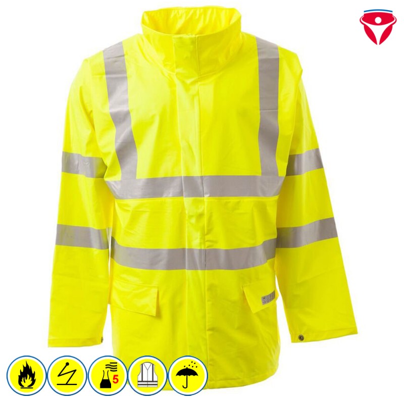 PortWest FR41 flammhemmende Warnschutz Regenjacke