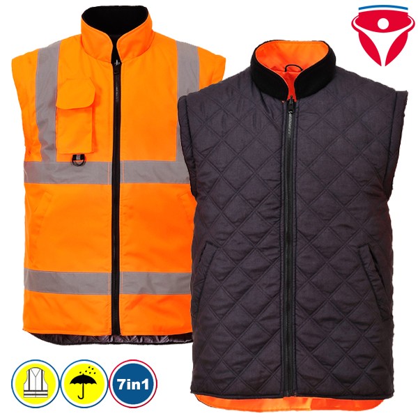 PortWest RT27 Warnschutz Traffic-Jacke 7 in 1 Warnschutzparka