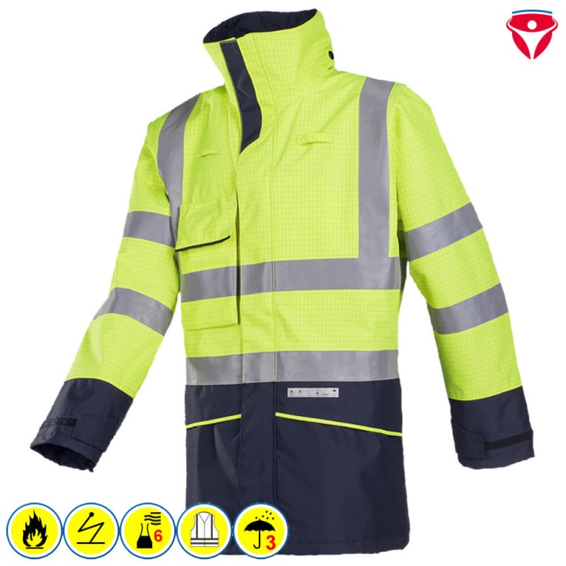 Sioen Hedland Warnschutz-Regenjacke | flammhemmend & antistatisch