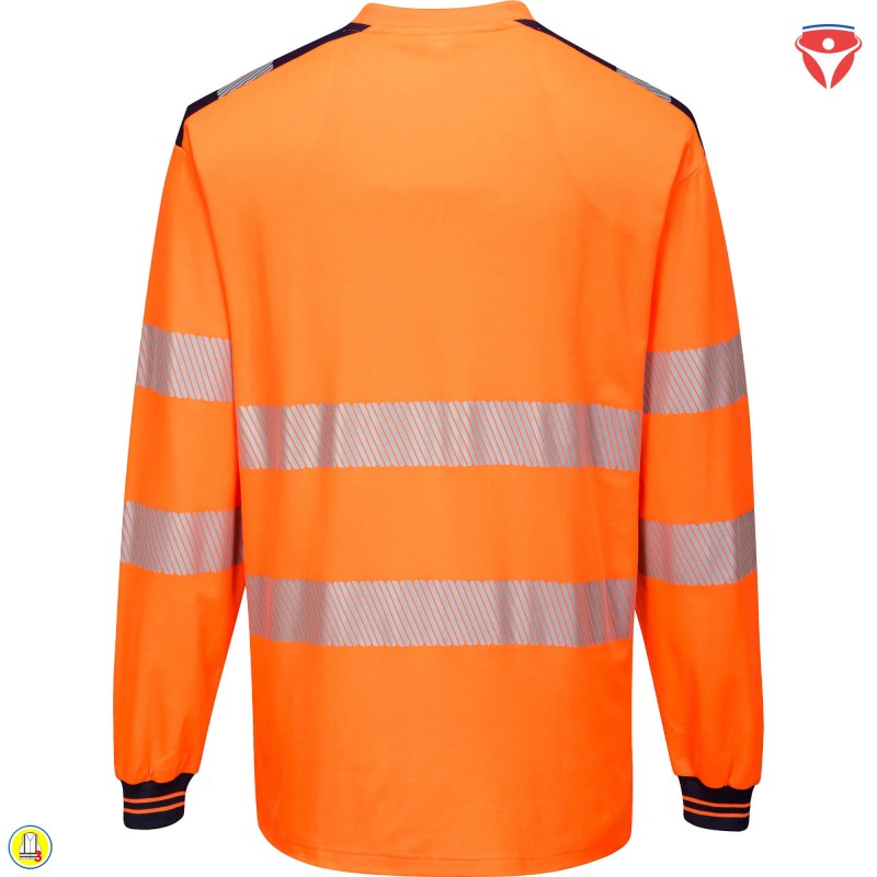 PortWest T185 Warnschutz T-Shirt langarm hoher Baumwoll-Anteil