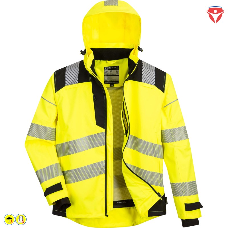 PortWest PW360 extreme atmungsaktive Warnschutz Regenjacke