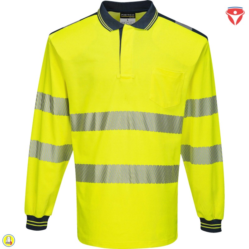 PortWest T184 Warnschutz Polo mit hohem Baumwollanteil