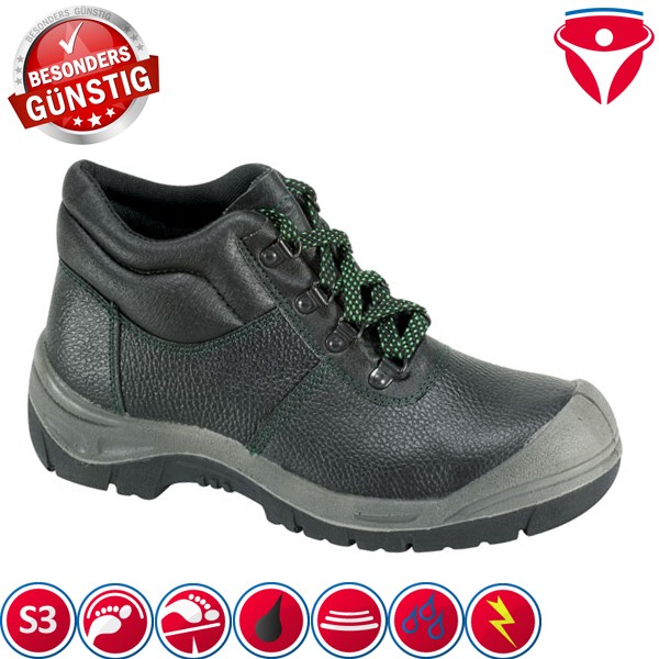Günstige S3 Sicherheitsstiefel mit Überkappe in einfacher Ausstattung