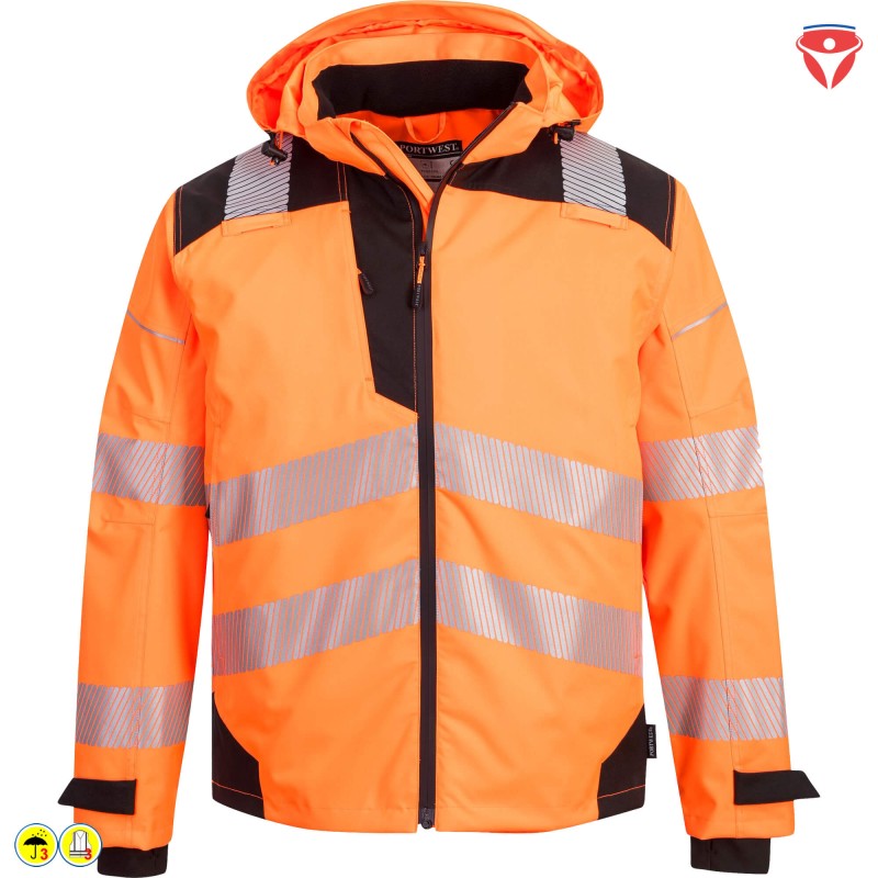 PortWest PW360 extreme atmungsaktive Warnschutz Regenjacke