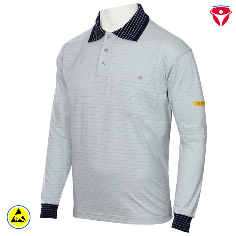 ESD Herren Polo Shirt langarm silber