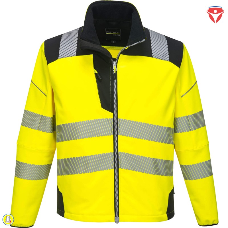 PortWest T402 Warnschutz SoftShell Jacke 3-lagig