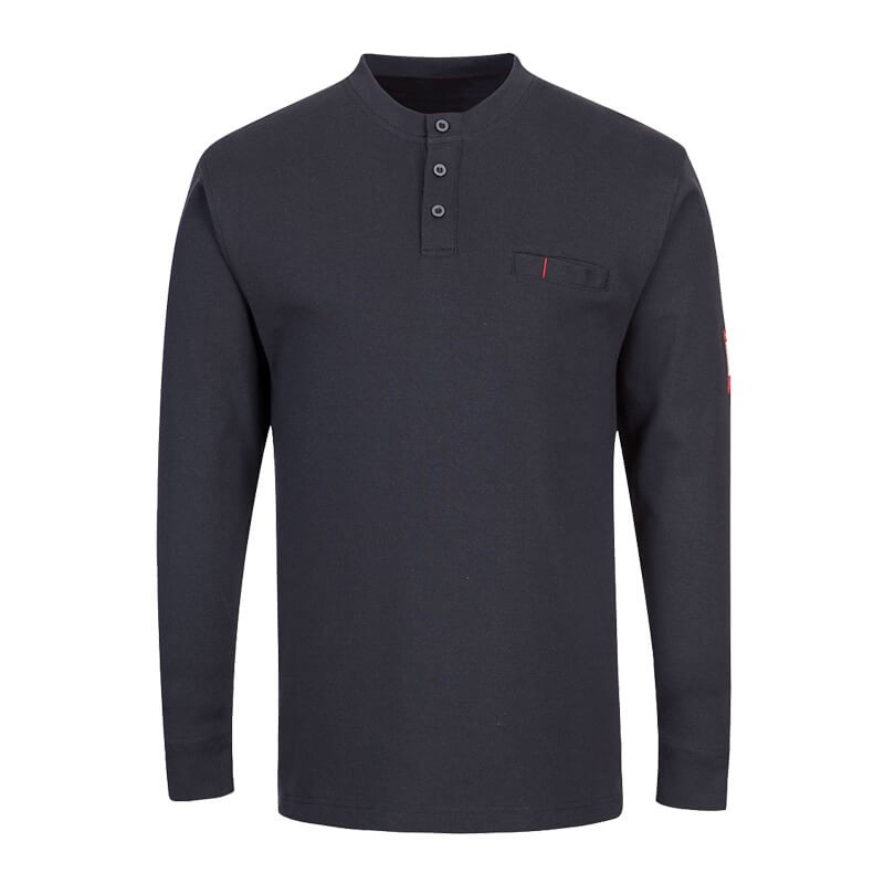 Flammhemmendes, antistatisches T-Shirt Henley FR32 mit Knopfleiste