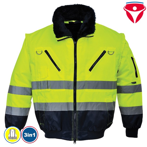 PortWest PJ50 günstige Warnschutz Pilotjacke 3 in 1
