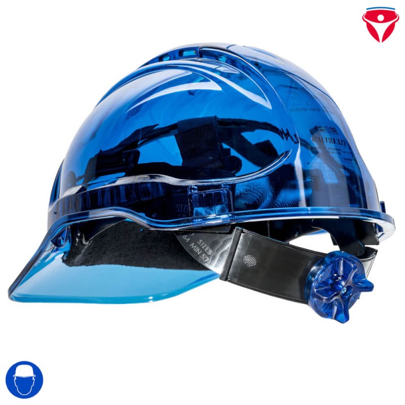 PortWest PV64 transparenter Schutzhelm PeakView PLUS mit Drehverschluss + UV Schutz