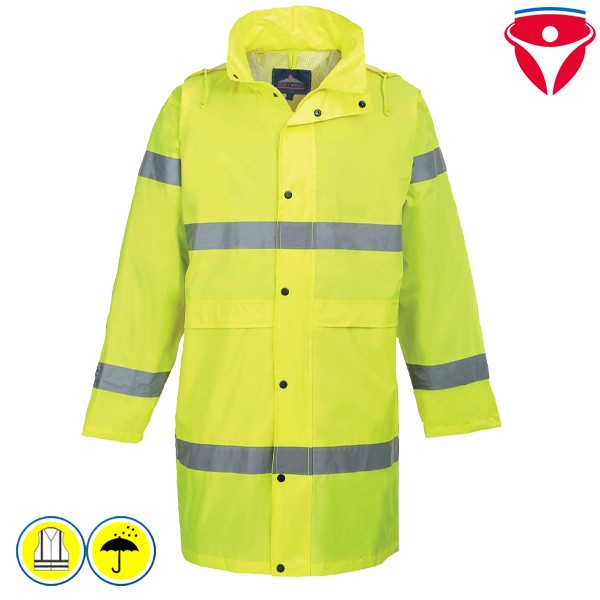 PortWest H442 Warnschutz Regenmantel EN 20471 Klasse 3