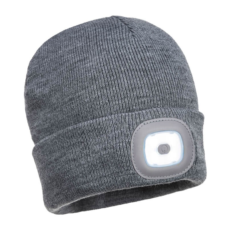 PortWest B028 Beanie mit 2 LED vorne und hinten aufladbar
