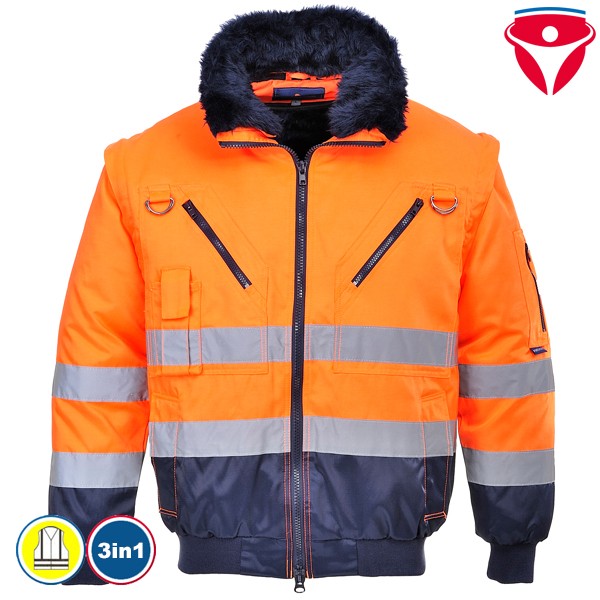 PortWest PJ50 günstige Warnschutz Pilotjacke 3 in 1