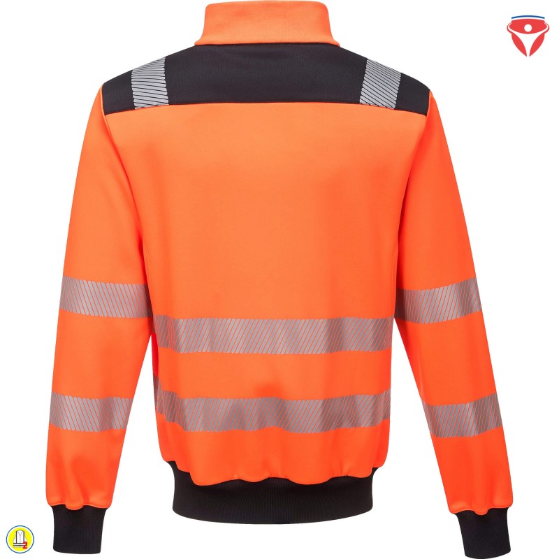 PortWest PW370 Warnschutz Sweatjacke mit Reißverschluss