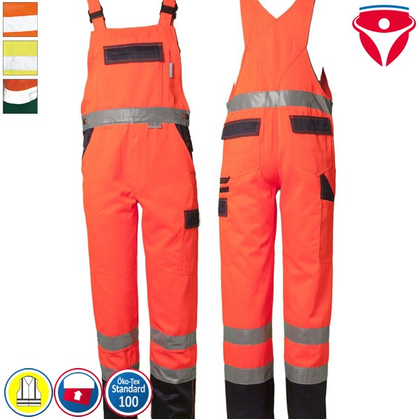 Planam Warnschutz Latzhose 2-farbig