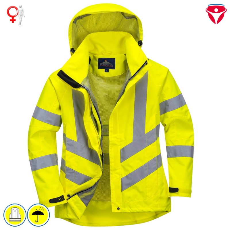 PortWest LW70 Warnschutzjacke Frauen Warnwetterschutzjacke