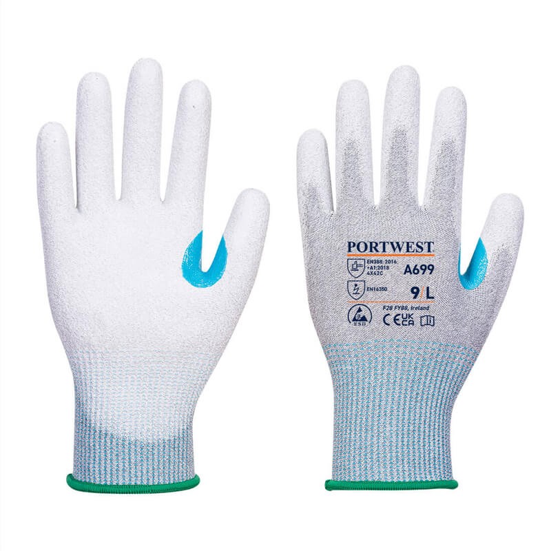PortWest A699 MR13 ESD PU Schnittschutz Handschuhe
