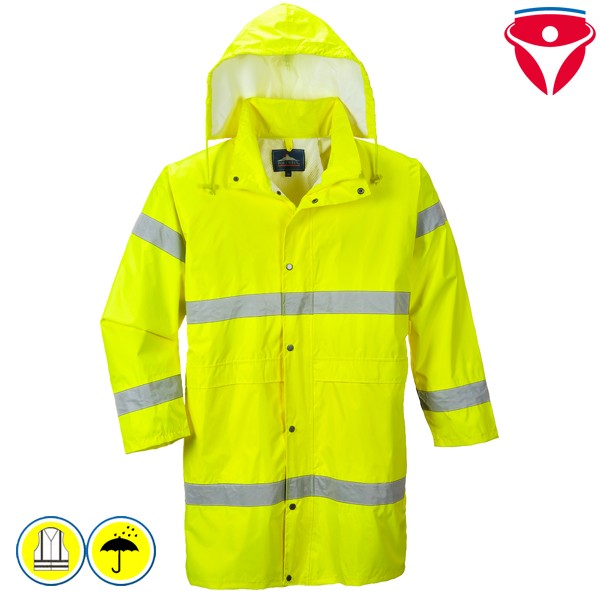 PortWest H442 Warnschutz Regenmantel EN 20471 Klasse 3
