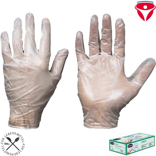 Vinyl Einweghandschuhe für Medizin, Food und Pflegeberufe, lebensmittelgeprüft
