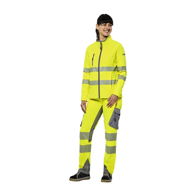 Planam Norit Damen Pure Warnschutz SoftShell Jacke mit Stretch
