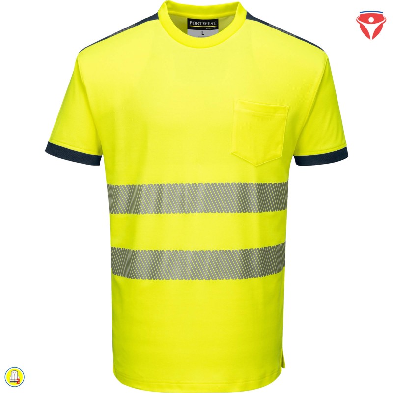 PortWest T181 - PW3 Hi-Vis Warnschutz T-Shirt mit hohem Baumwoll-Anteil