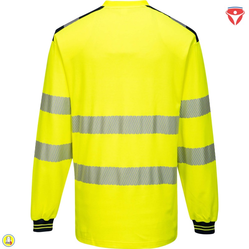 PortWest T185 Warnschutz T-Shirt langarm hoher Baumwoll-Anteil
