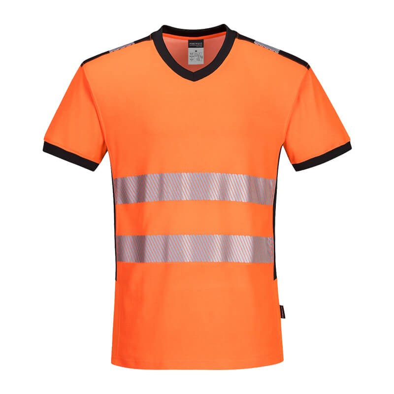 PortWest PW310 Warnschutz T-Shirt mit V-Ausschnitt