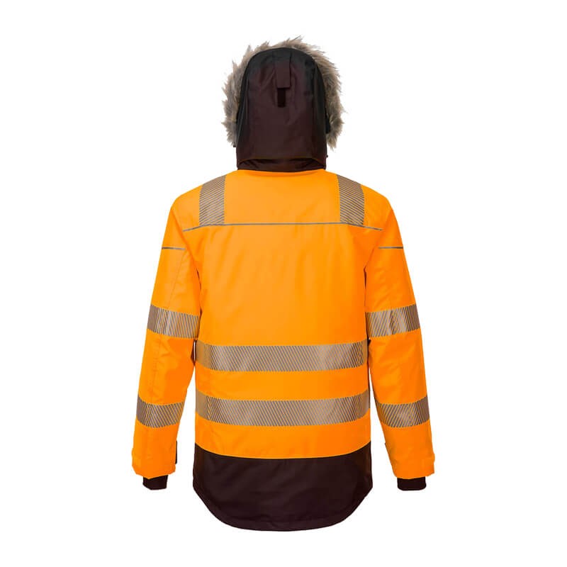 PortWest PW369 Warnschutz Winterparka mit Fellkragen