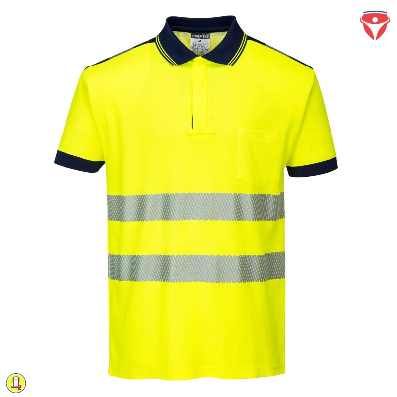 PortWest T180 Warnschutz Poloshirt mit hohem Baumwollanteil
