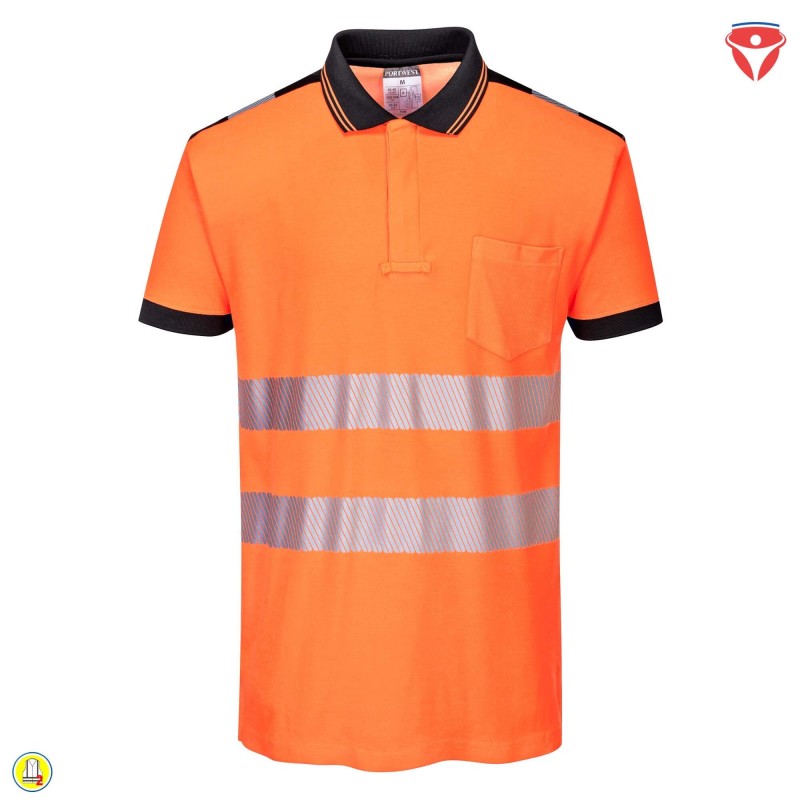 PortWest T180 Warnschutz Poloshirt mit hohem Baumwollanteil