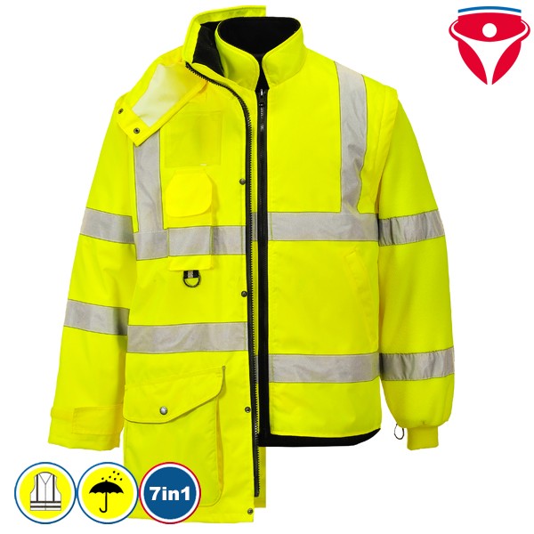 PortWest S427 multifunktionale 7 in 1 Warnschutzjacke
