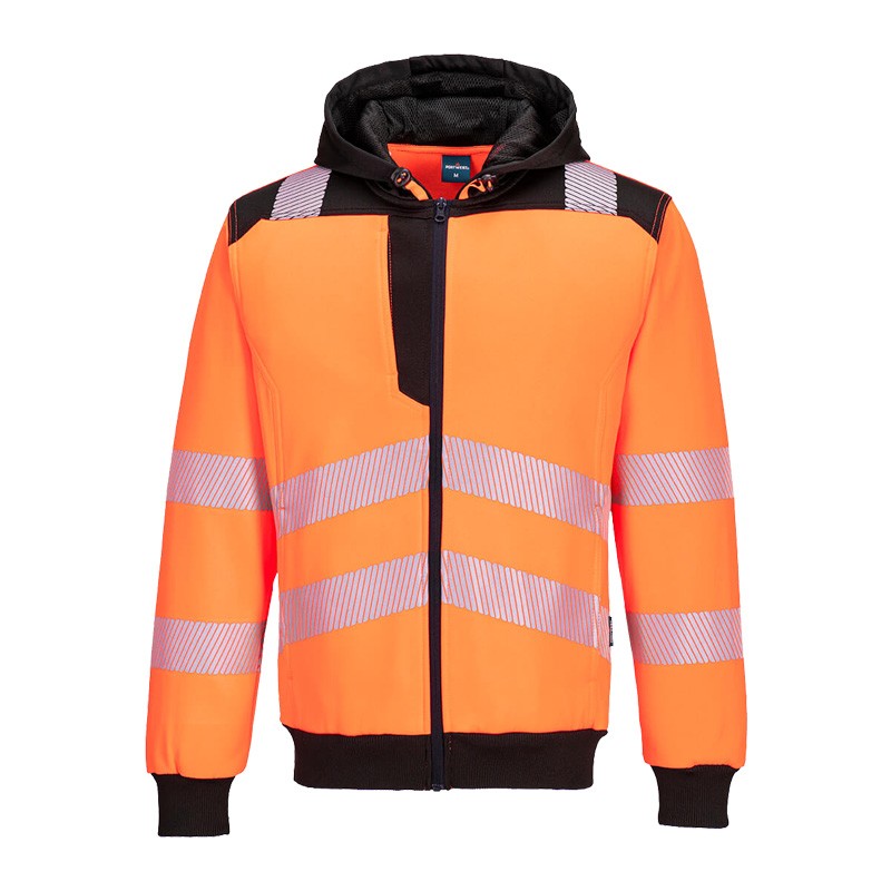 PortWest PW327 Warnschutz Kapuzenpullover mit RV