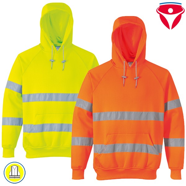 PortWest B304 Warnschutz Kapuzen Sweatshirt