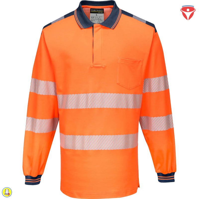 PortWest T184 Warnschutz Polo mit hohem Baumwollanteil