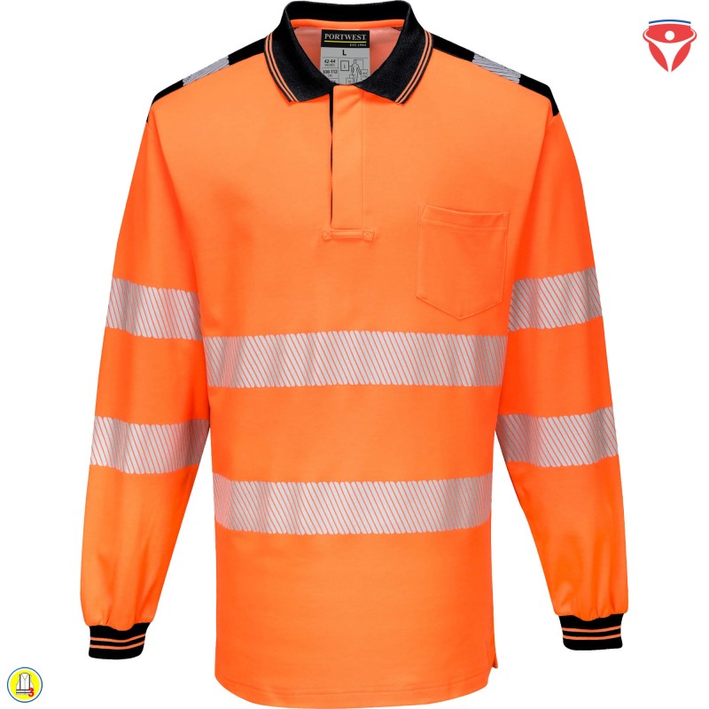 PortWest T184 Warnschutz Polo mit hohem Baumwollanteil