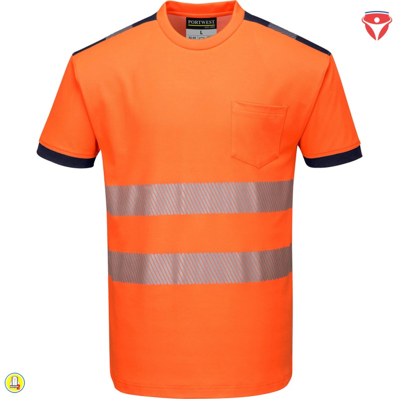 PortWest T181 - PW3 Hi-Vis Warnschutz T-Shirt mit hohem Baumwoll-Anteil