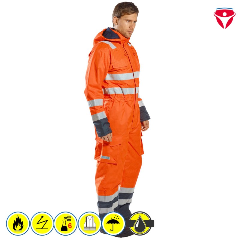 PortWest S775 flammhemmender, gefütterter MultiNorm Regenoverall