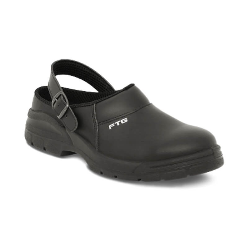 FTG Cook Black SB Sicherheits Clogs mit Fersenriemen | White Line