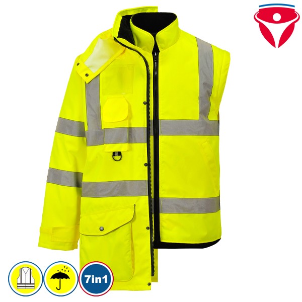 PortWest S427 multifunktionale 7 in 1 Warnschutzjacke