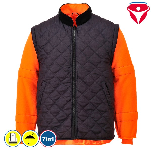 PortWest RT27 Warnschutz Traffic-Jacke 7 in 1 Warnschutzparka