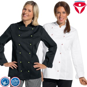 Leiber 08/2518 Damen Kochjacke tailliert mit Ärmeltasche