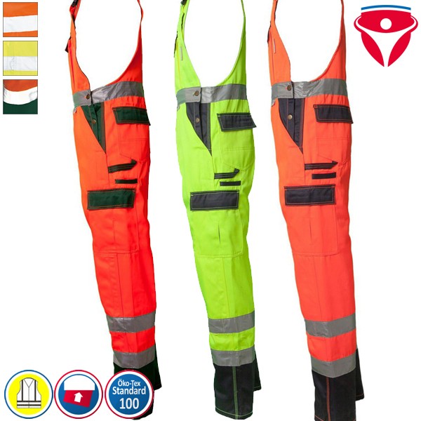 Planam Warnschutz Latzhose 2-farbig