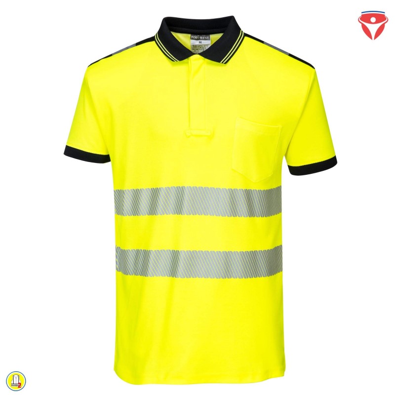 PortWest T180 Warnschutz Poloshirt mit hohem Baumwollanteil