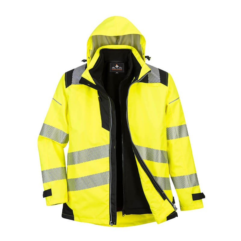 PortWest PW365 Warnschutz Jacke 3 in 1 mit Zip SweatShirt