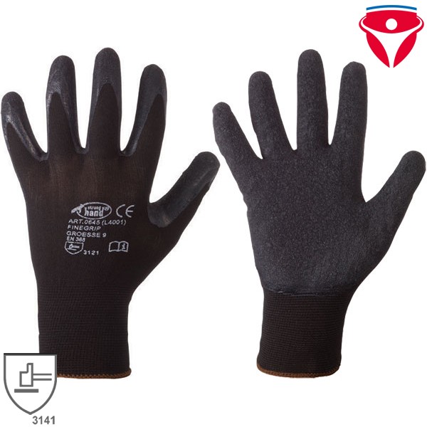 Finegrip Feinstrick Handschuhe feinfühlige Arbeitshandschuhe mit schwarzer Latexbeschichtung
