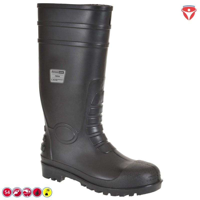 Günstiger S4 PVC Premium Gummistiefel FW 94 mit Stahlkappe und Durchtrittschutz