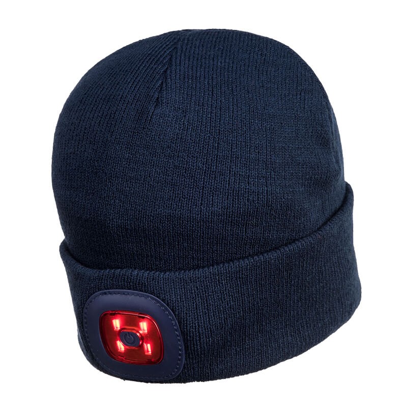PortWest B028 Beanie mit 2 LED vorne und hinten aufladbar