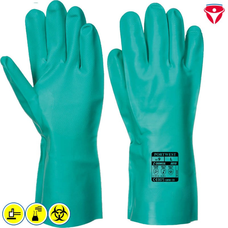 PortWest A810 Chemikalienschutz Handschuhe für feinmotorische Tätigkeiten CAT III