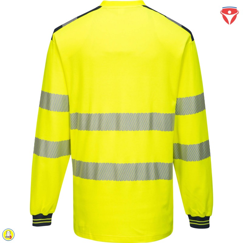 PortWest T185 Warnschutz T-Shirt langarm hoher Baumwoll-Anteil